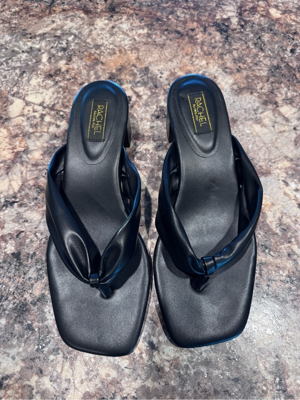 Rachel Black Knot-Front Square-Toe Sandals